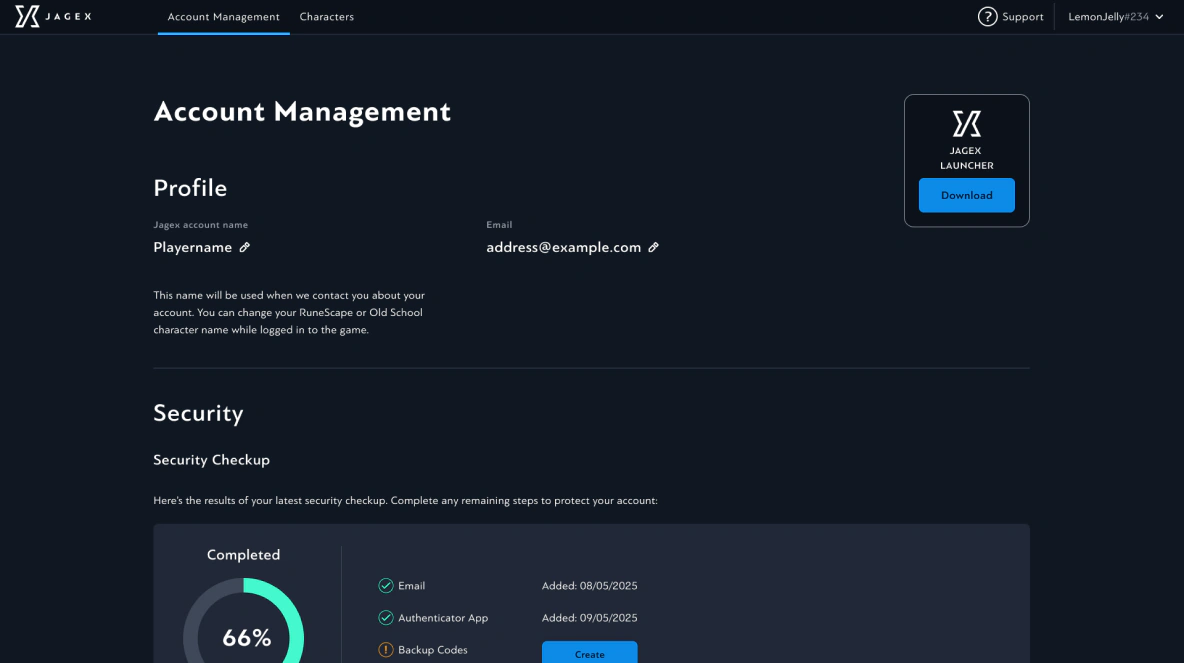 Final designs for the Account Management home page